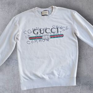 Luxury Designer Style Men's Small Women's Medium Cream Graphic Sweatshirt